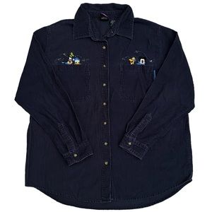 Vintage Disney Mickey Mouse Embroidered Corduroy Shirt RARE